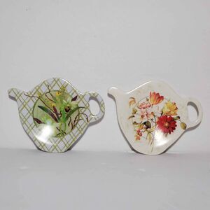 2 Melamine Tea Bag Holders Floral